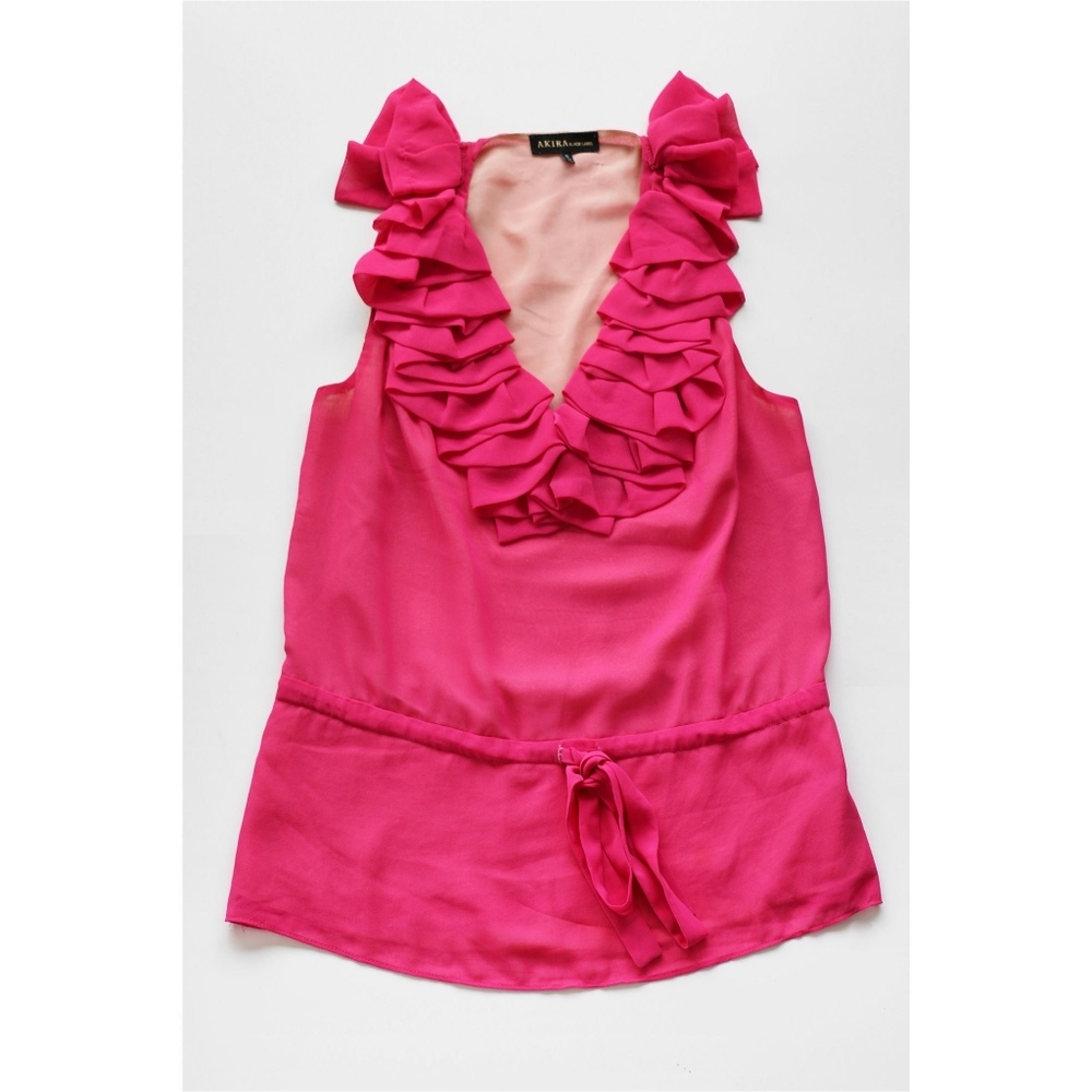 Akira | Pink Ruffle Sleeveless Top